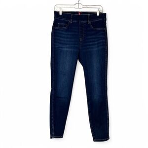 Spanx Ankle Skinny Jeans Size M Dark Blue Pull On Stretch 20342Q Elastic Waist